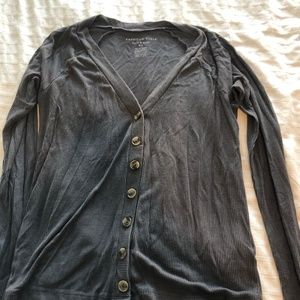 Grey ribbed American Eagle long sleeve shirt